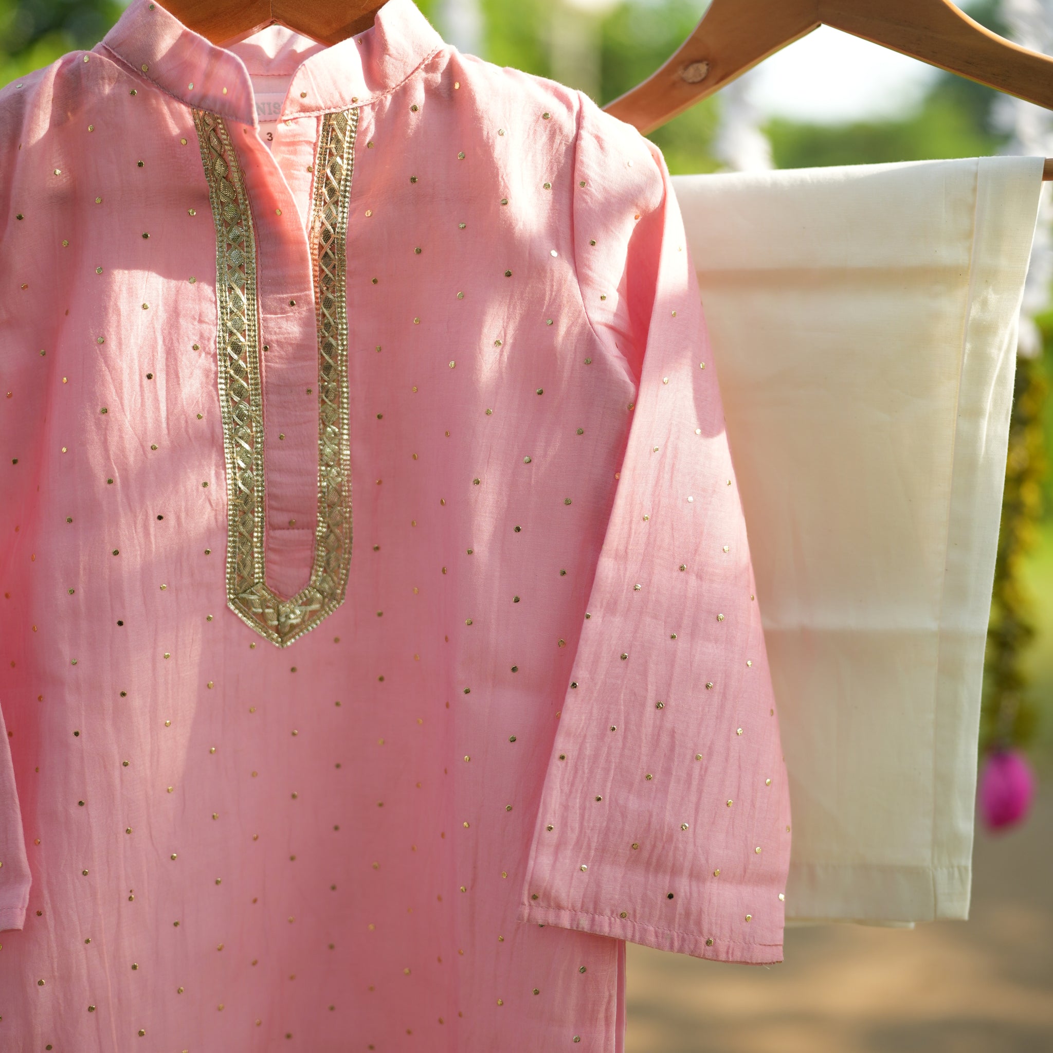 Blush pink kids kurta set