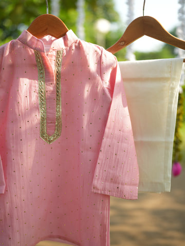 Blush pink kids kurta set
