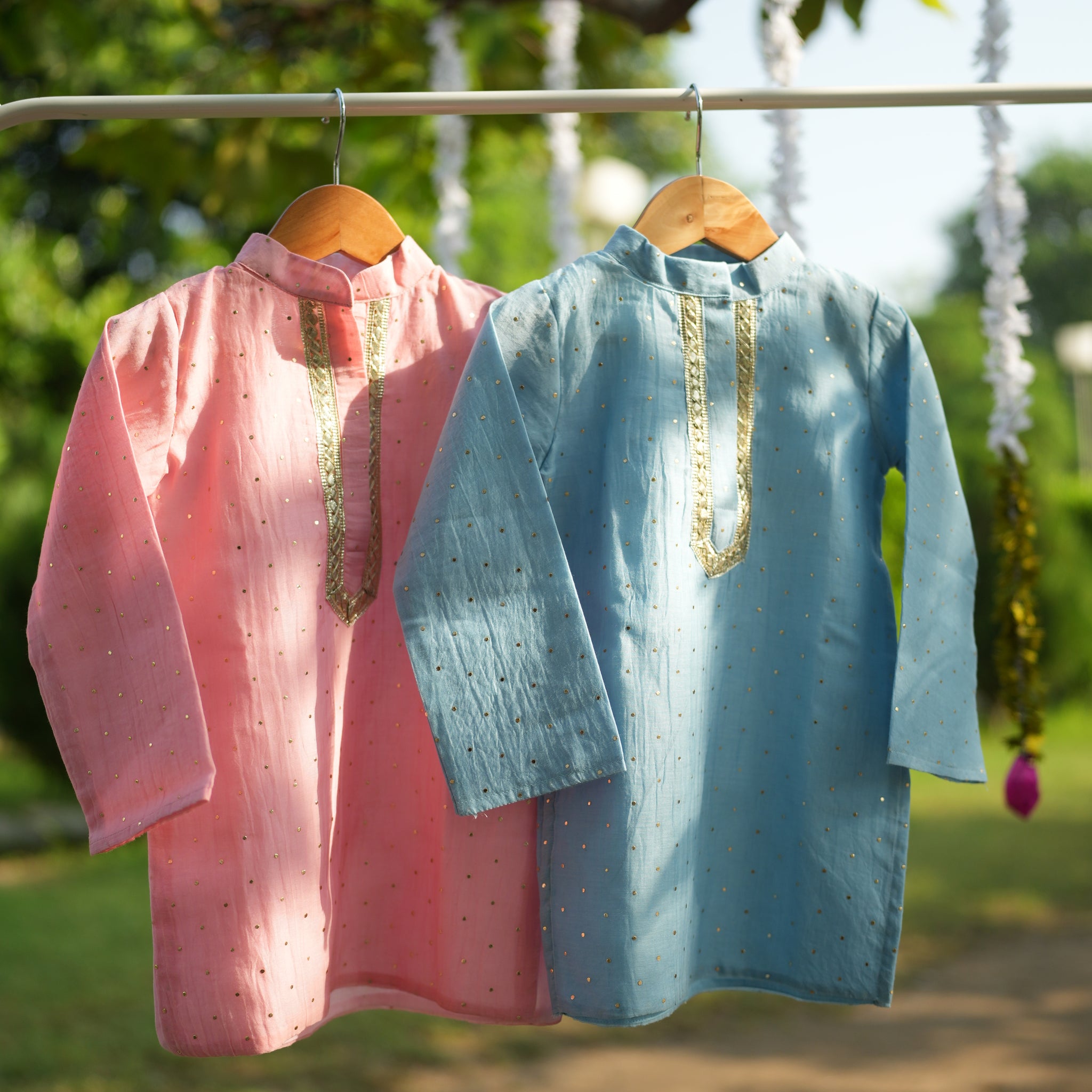 Powder blue kids kurta set