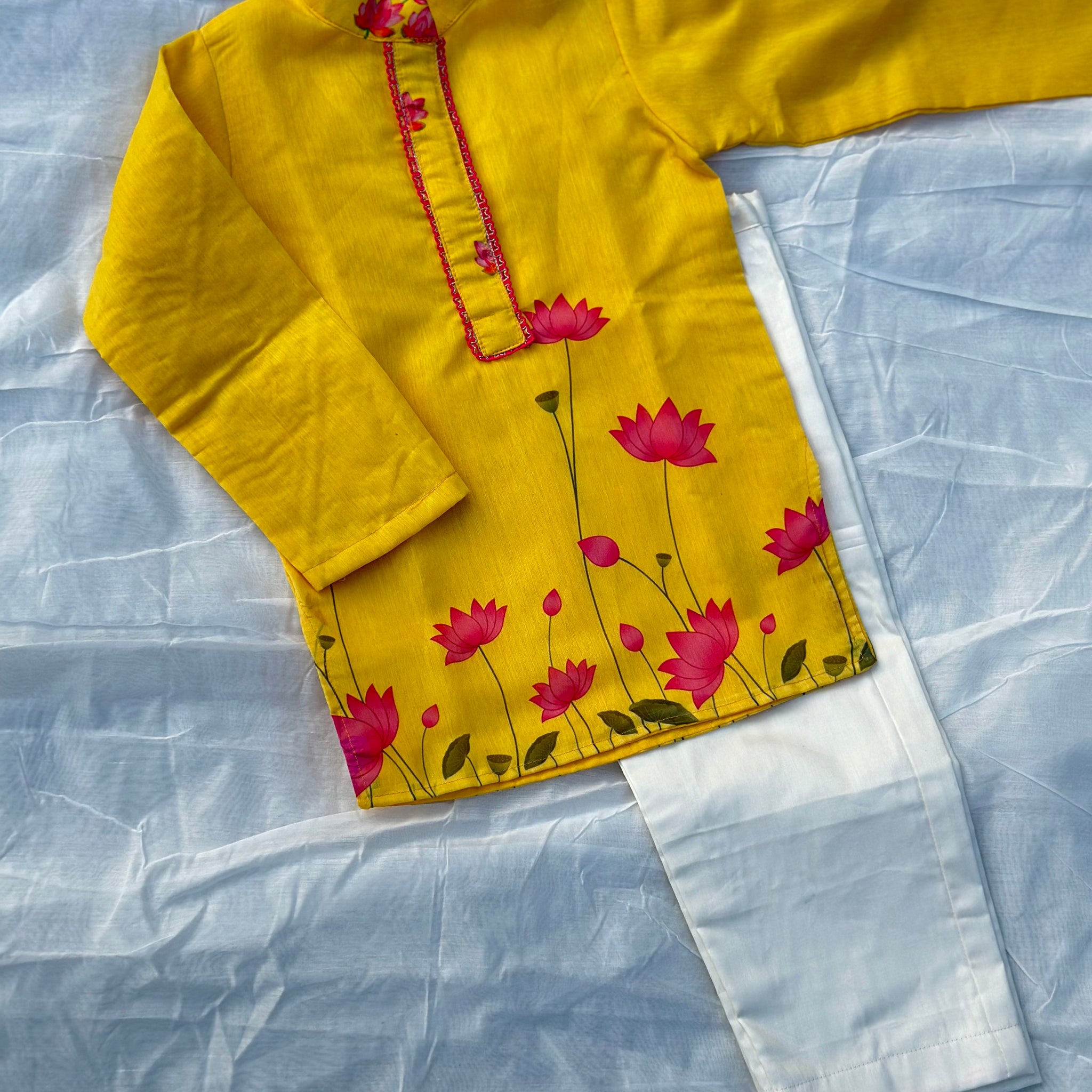 Yellow lotus kurta set