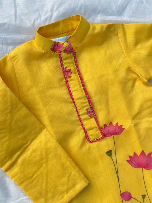 Yellow lotus kurta set