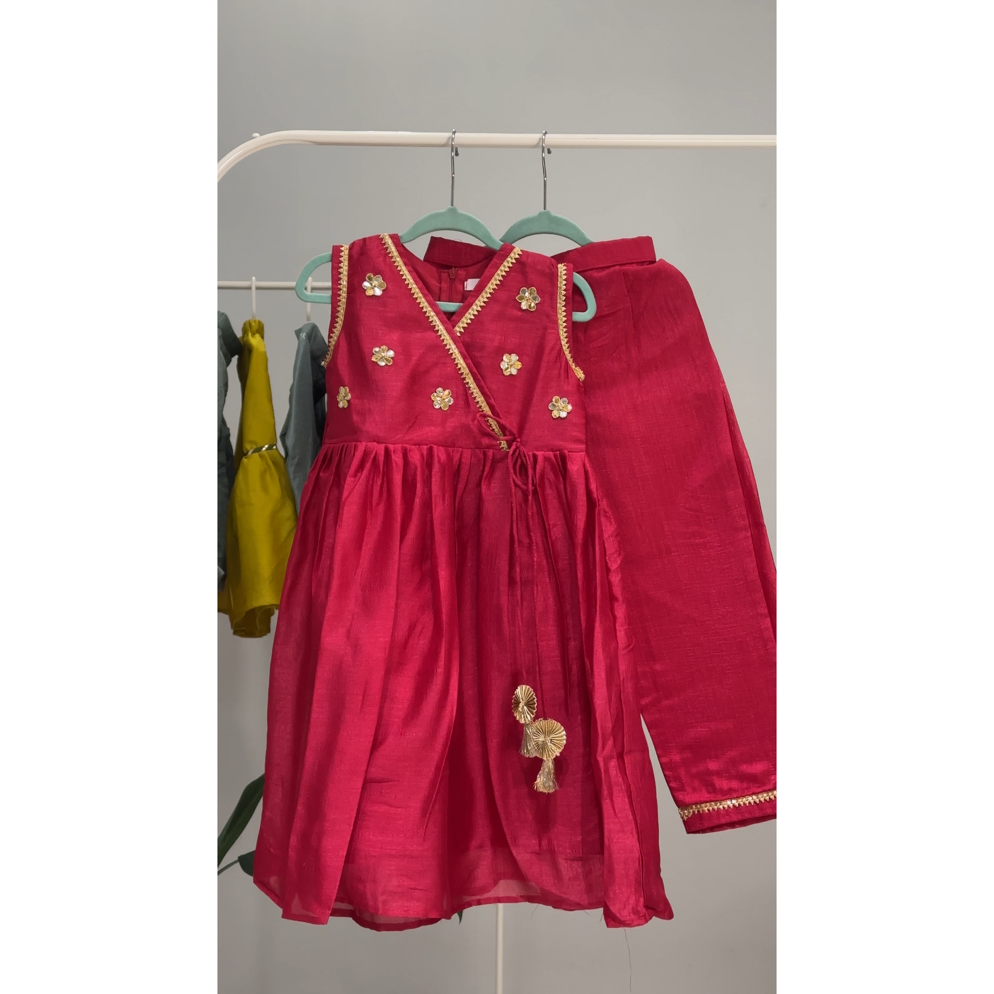 Ruby pink kurti & pants set