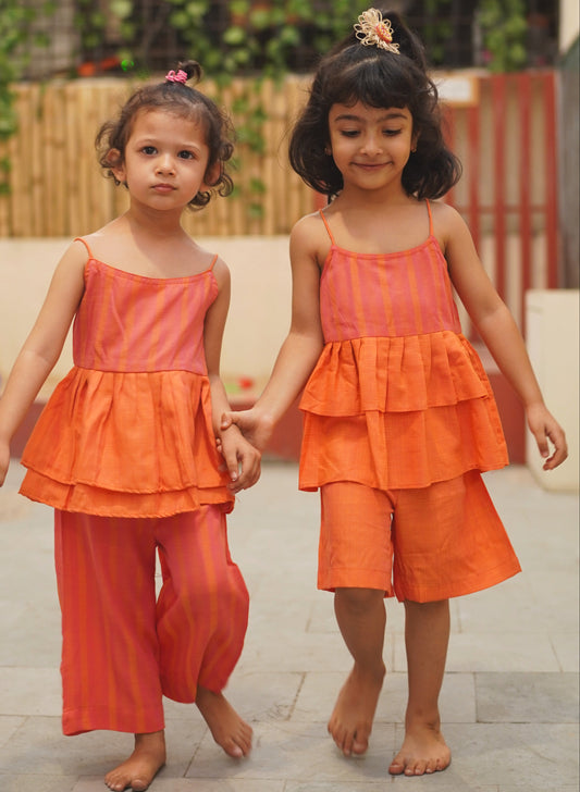 Tangy peplum top & shorts