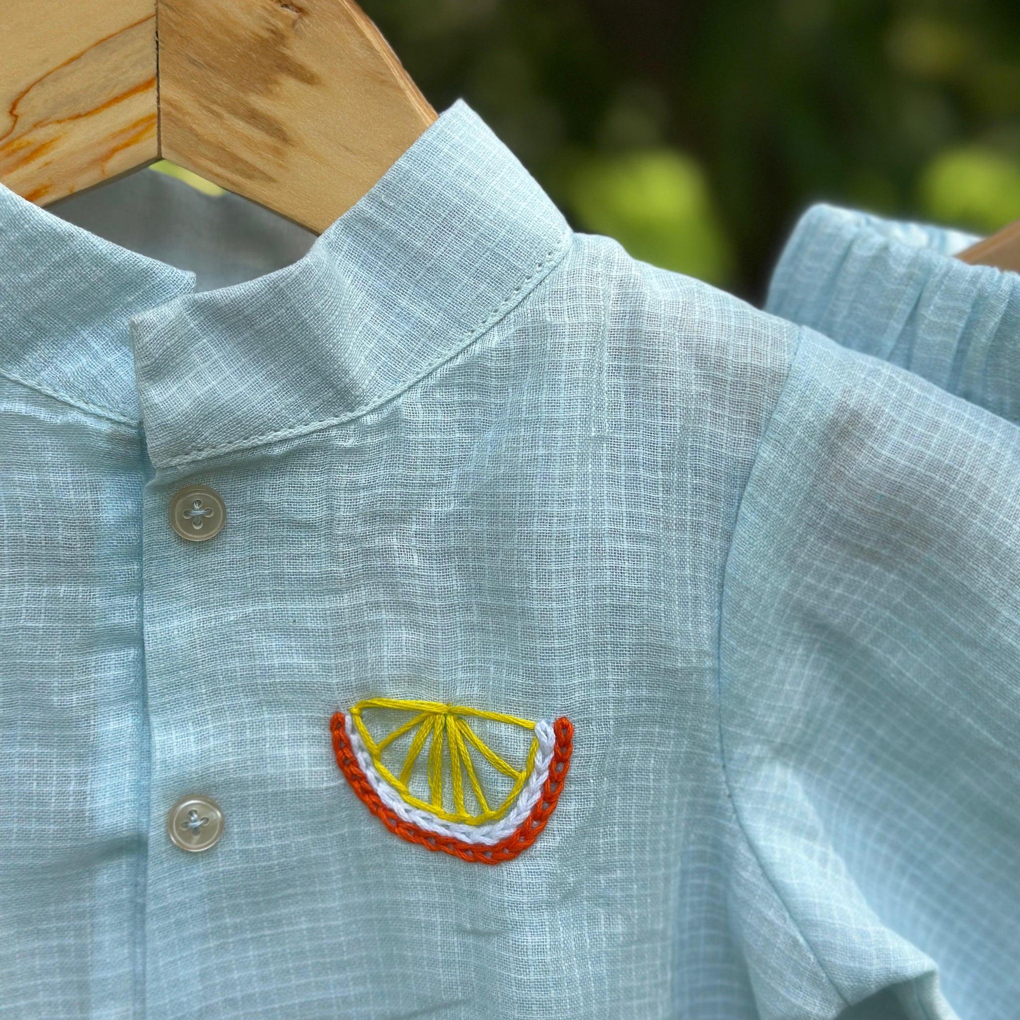 Sky cotton doriya boy co-ord set