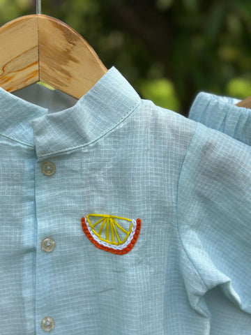 Sky cotton doriya boy co-ord set