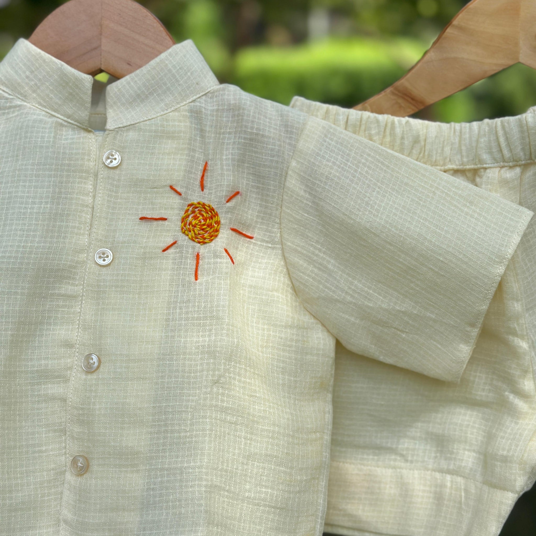 Butter yellow cotton doriya boy co-ord set