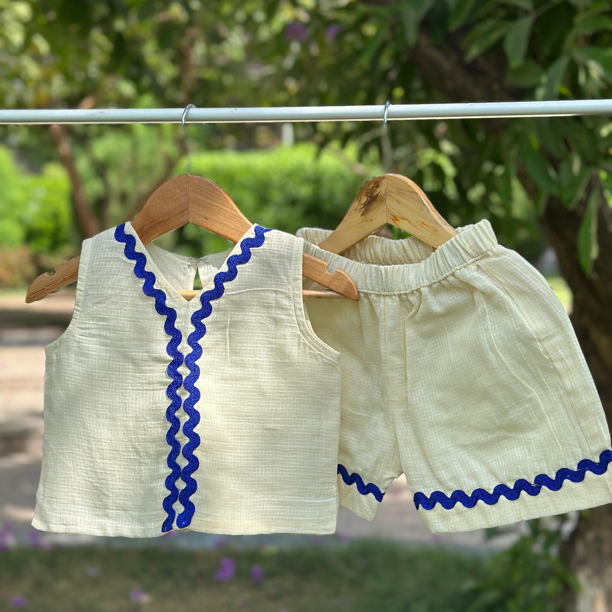 Butter yellow cotton doriya shorts set
