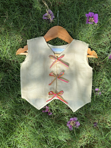 Butter yellow cotton doriya pant suit