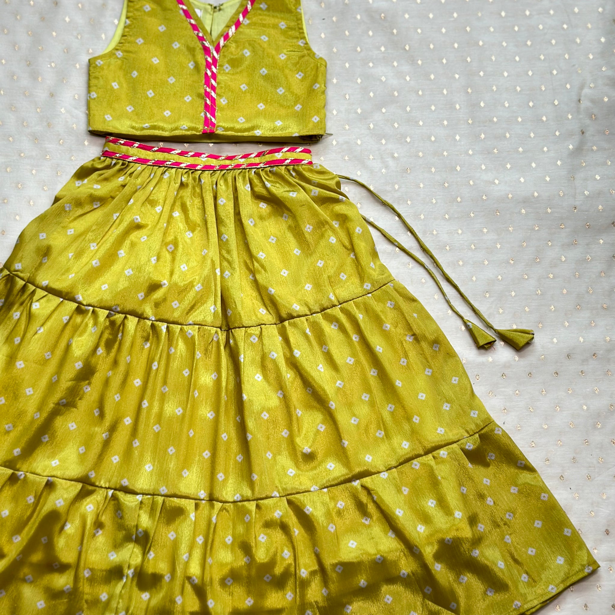 Green bandhani lehenga set