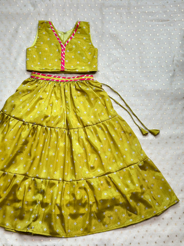 Green bandhani lehenga set