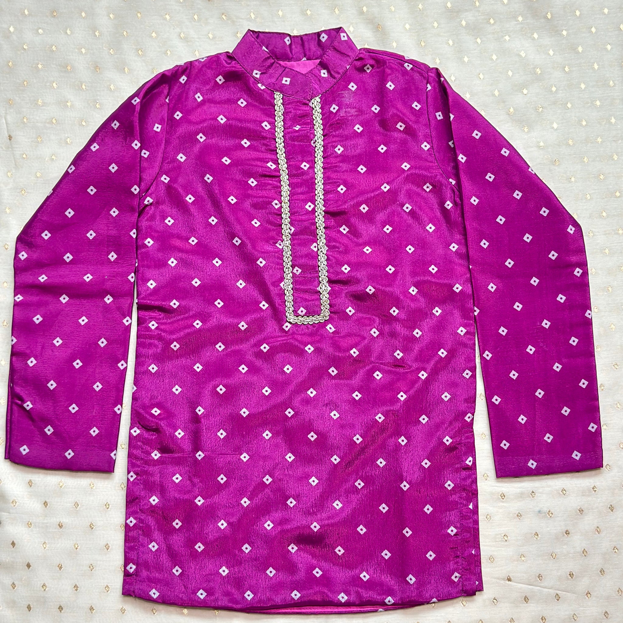 Purple bandhani kurta set
