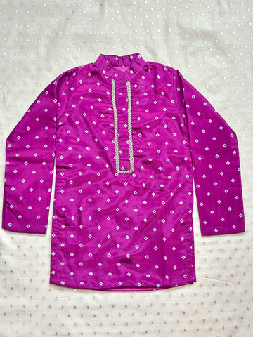 Purple bandhani kurta set