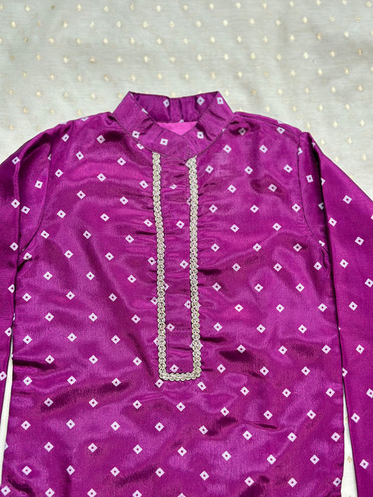 Purple bandhani kurta set