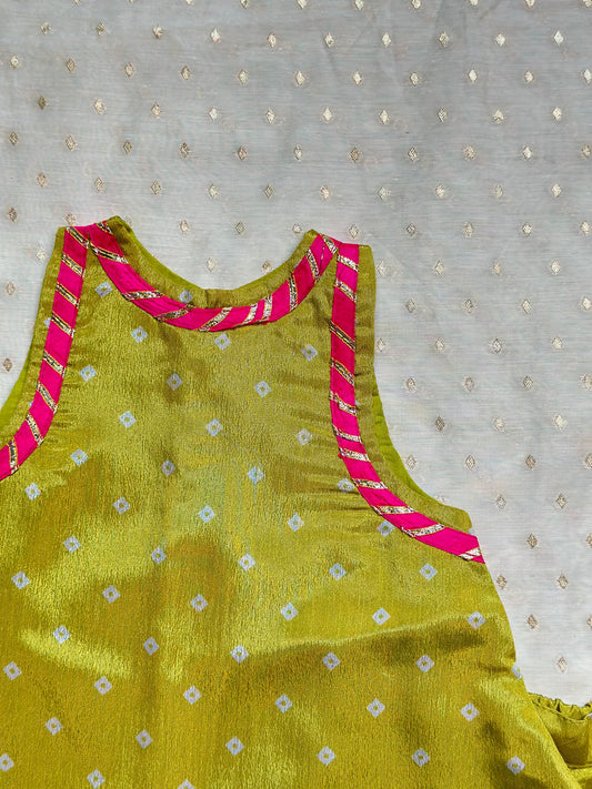 Green bandhani sharara set