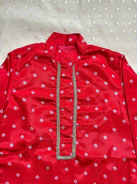 Red bandhani kurta set