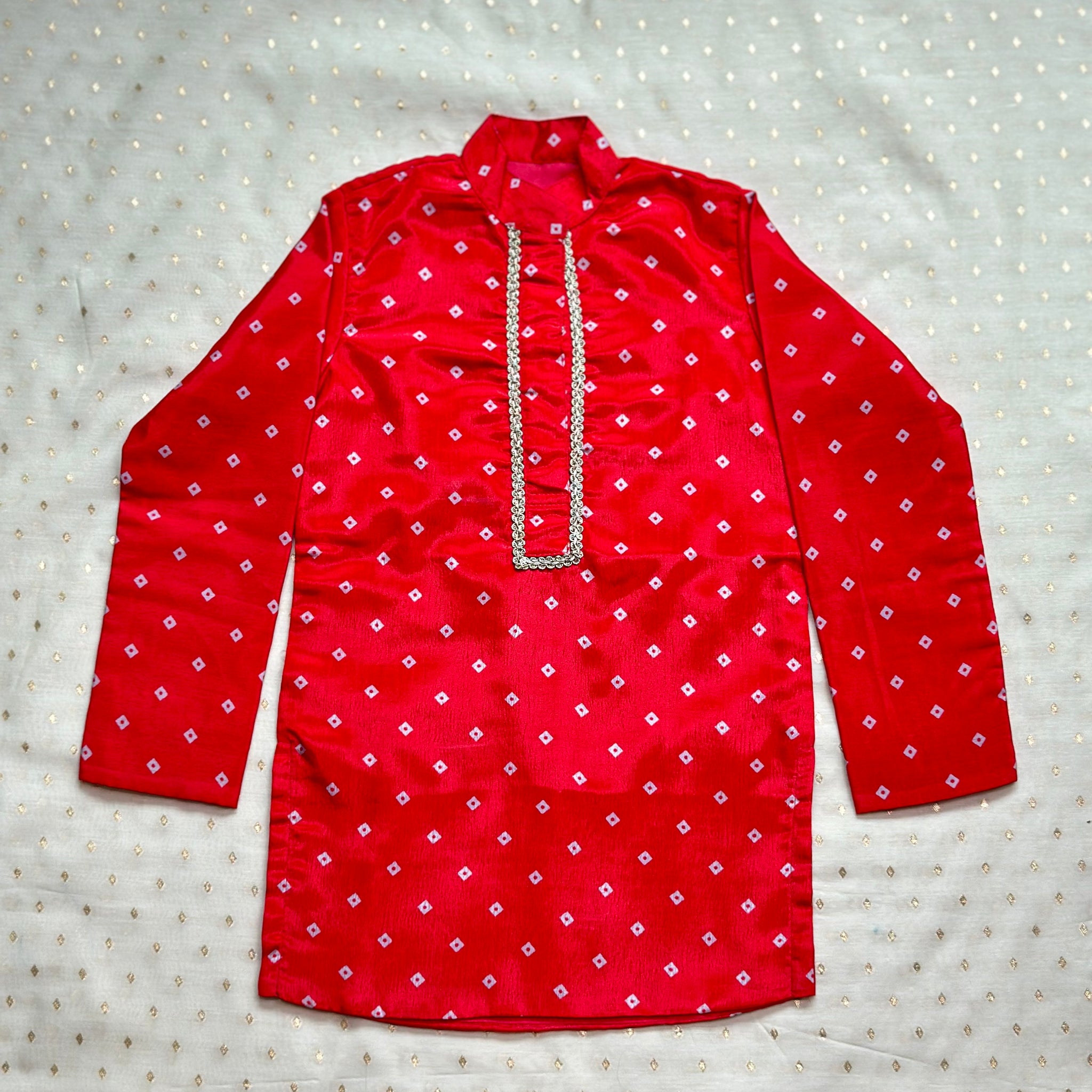 Red bandhani kurta set