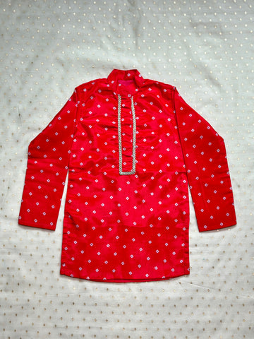 Red bandhani kurta set