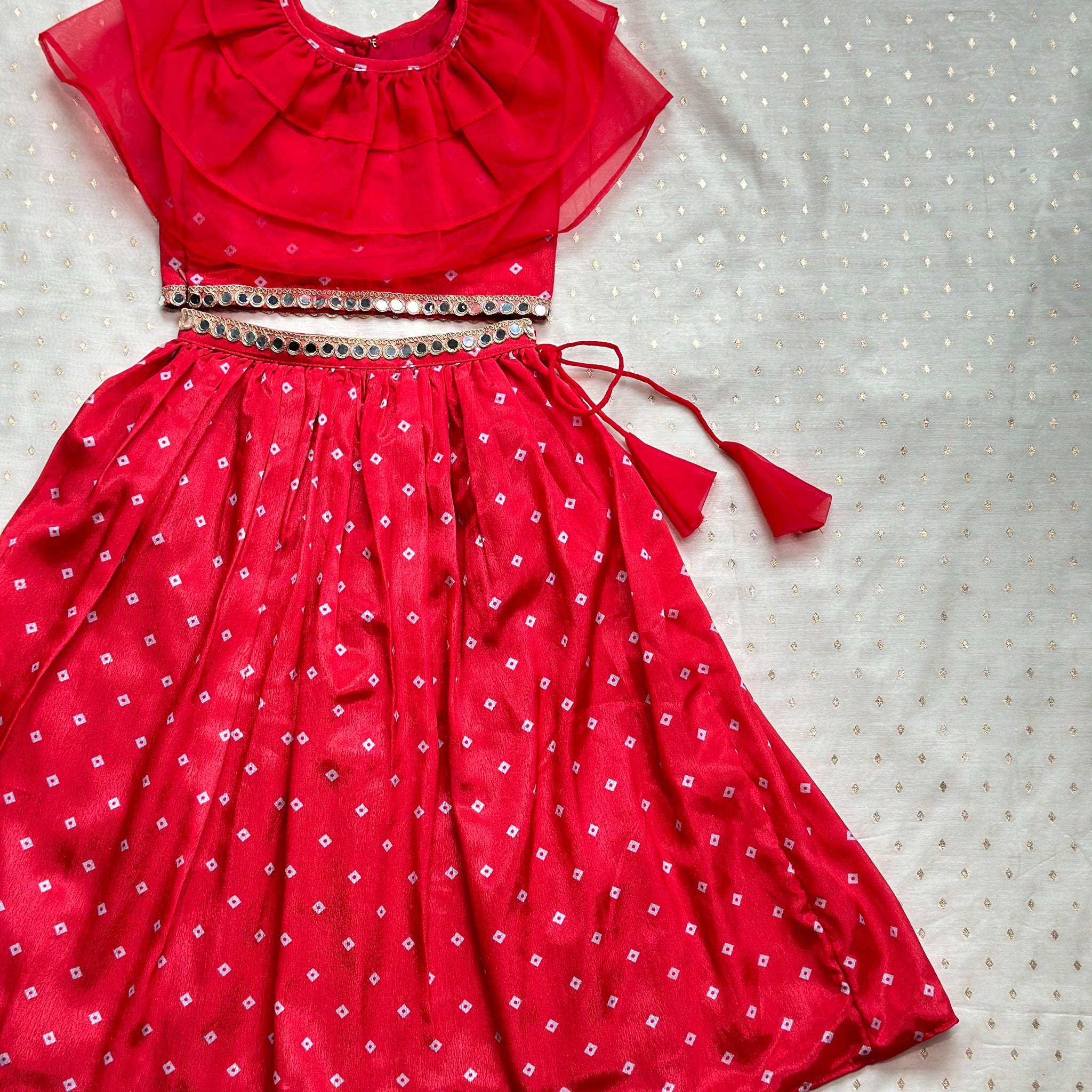 Red bandhani lehenga set