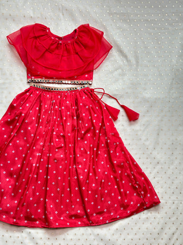Red bandhani lehenga set