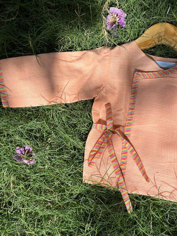Peach cotton doriya tie up & pants
