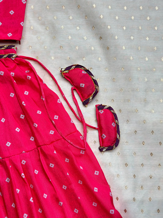 Pink bandhani lehenga set
