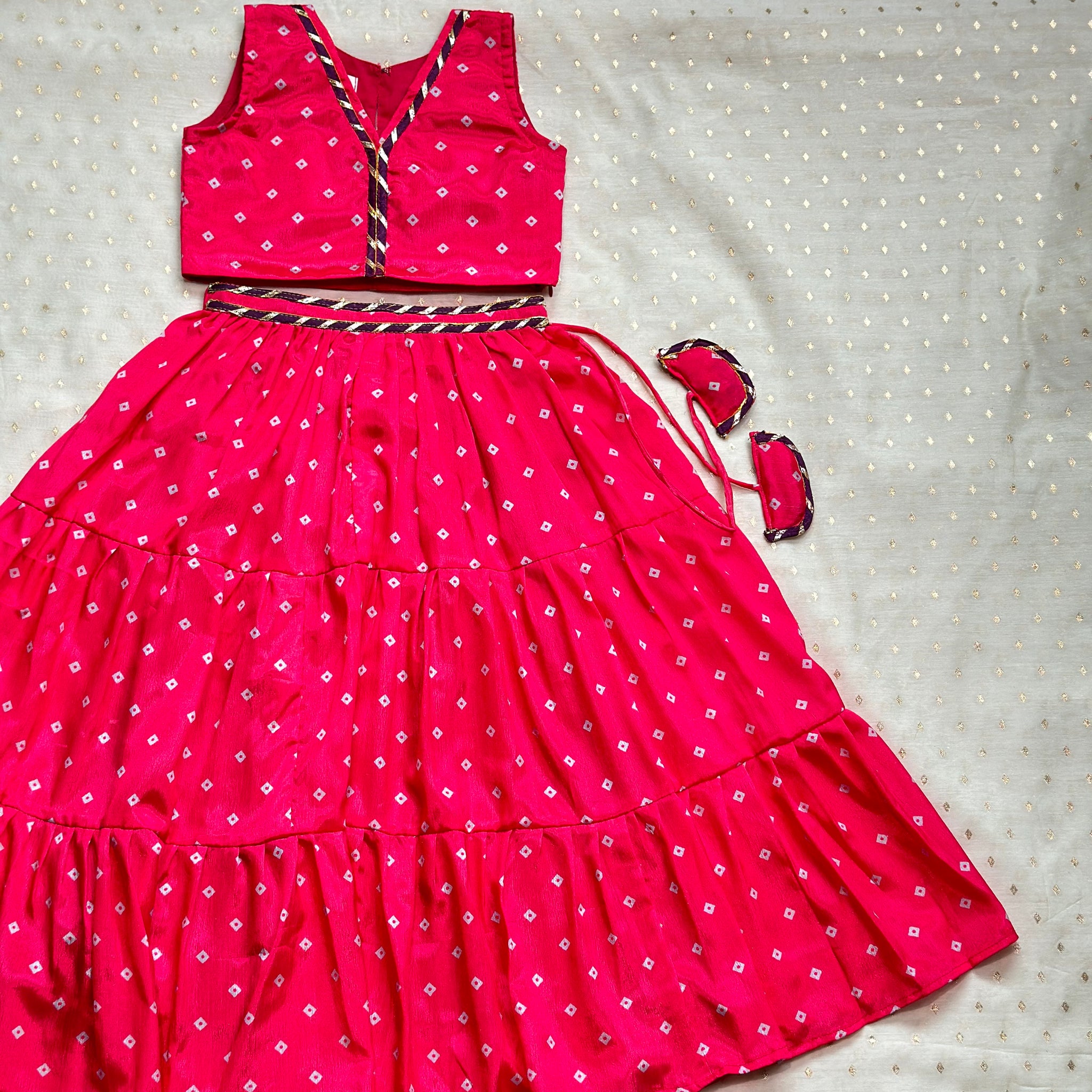 Pink bandhani lehenga set