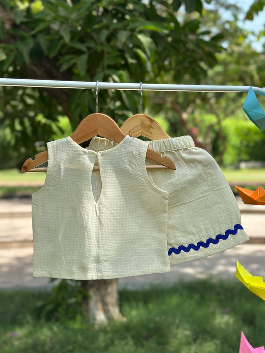 Butter yellow cotton doriya shorts set