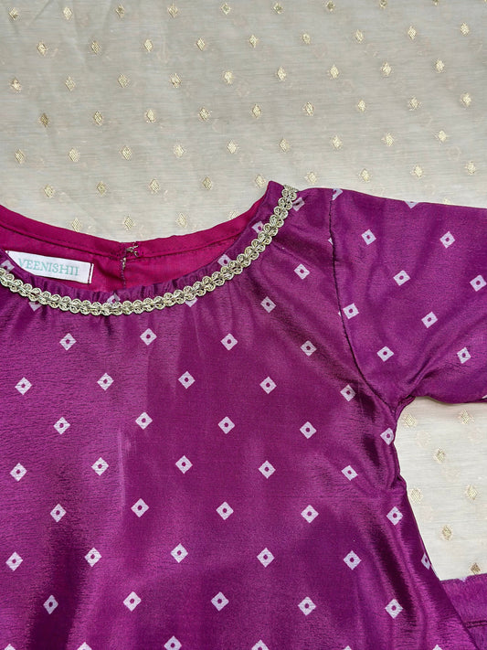 Purple bandhani tunic set