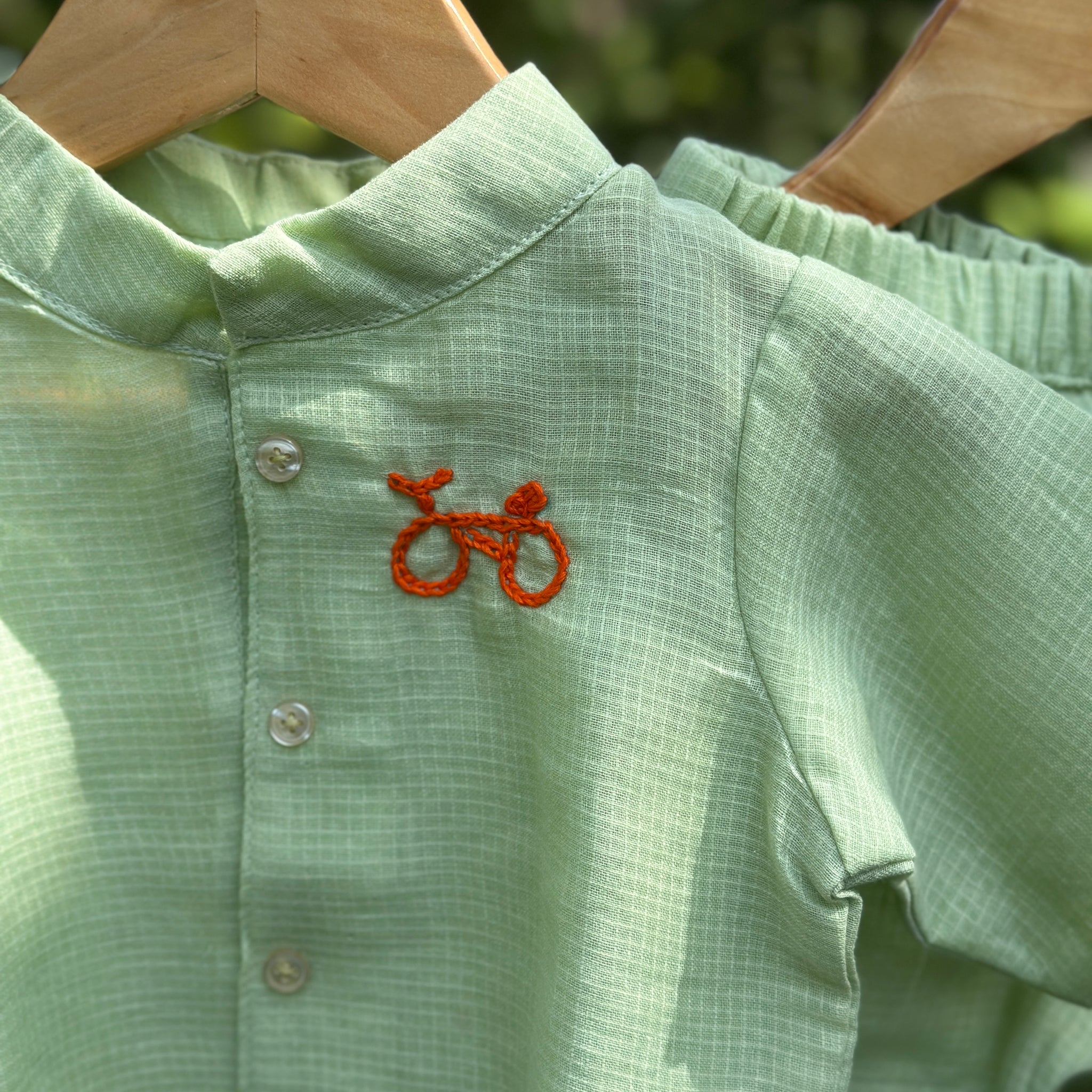 Mint green cotton doriya boy co-ord set