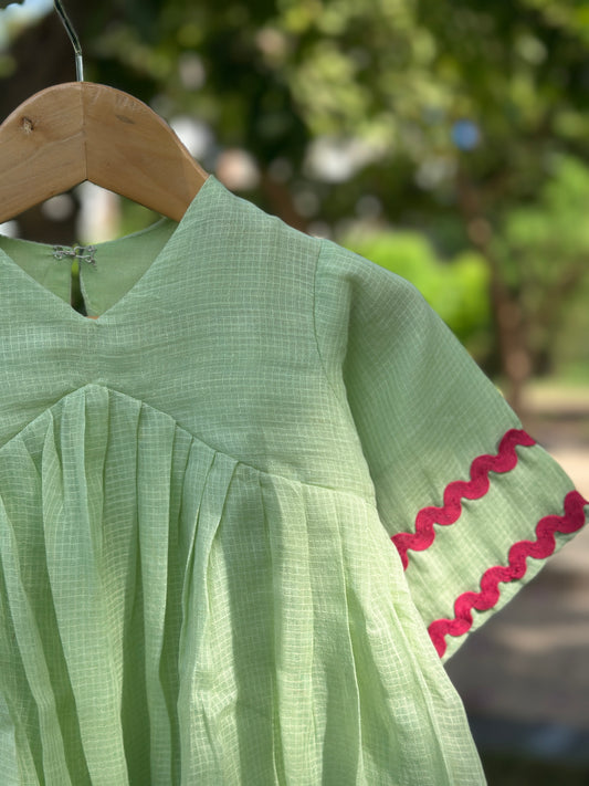 Mint green cotton doriya frock