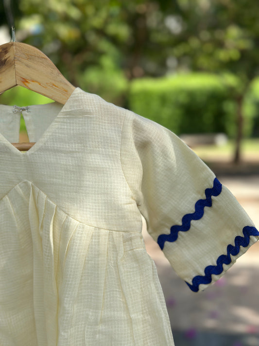 Butter yellow cotton doriya frock