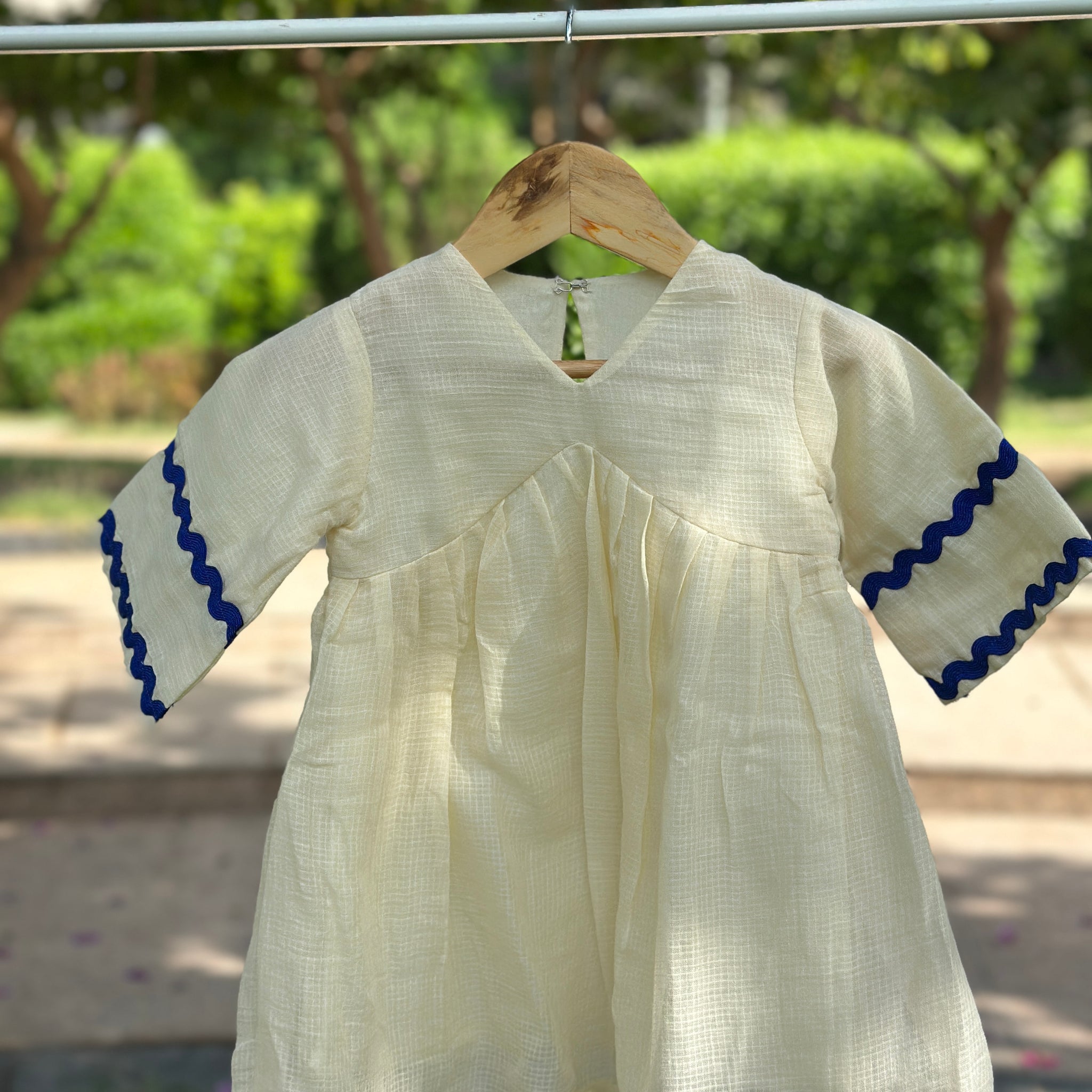 Butter yellow cotton doriya frock