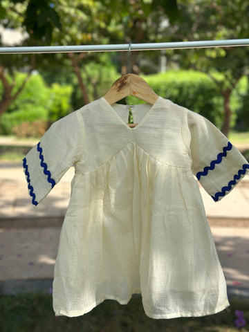 Butter yellow cotton doriya frock